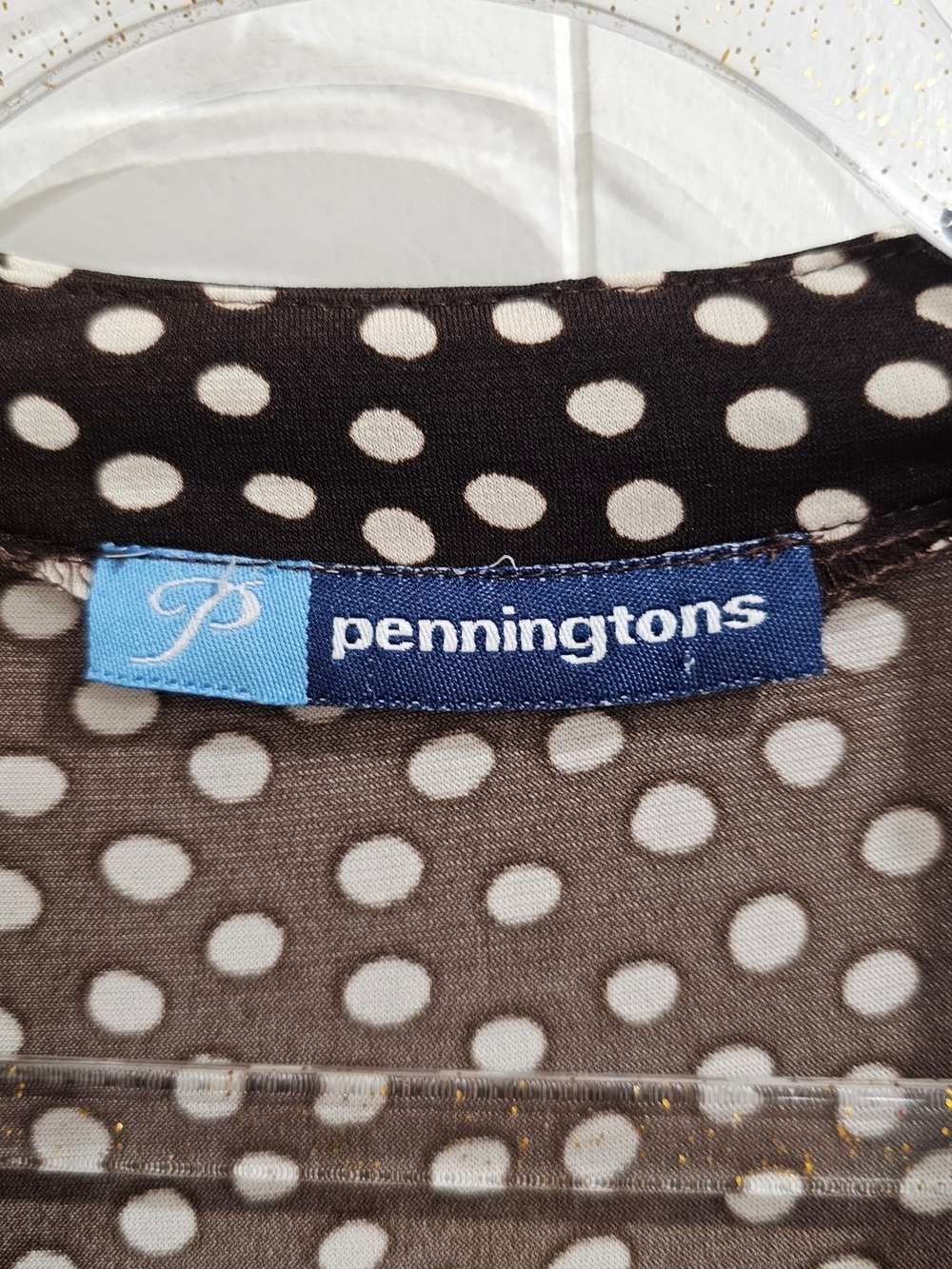 Penningtons Chocolate Brown Polka Dot Midi Dress Retro Pinup Cottagecore Office - Picture 5 of 11